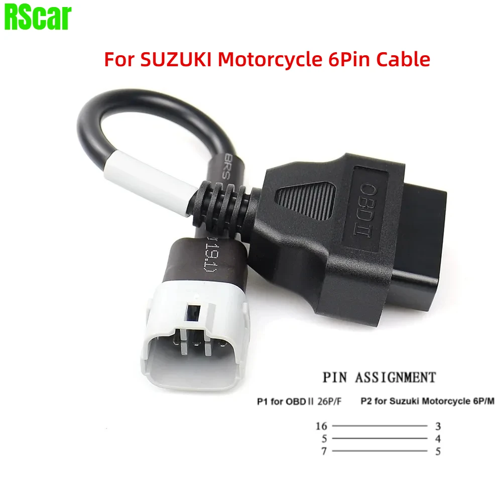 

ГОРЯЧИЙ 6-контактный адаптер для OBD2, 16-контактный разъем для Suzuki, диагностический кабель для Suzuki GSX-R 1000/1000R/125, инструмент для кабеля мотоцикла OBD