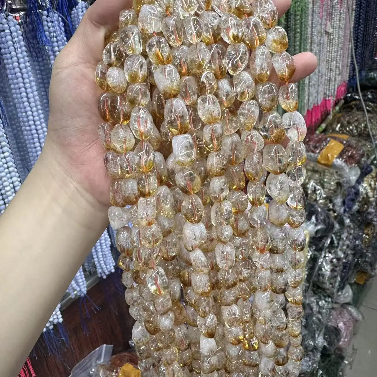 

Новый натуральный градиент цитрин нерегулярный драгоценный камень ювелирный браслет для самостоятельного изготовления ювелирных изделий свободные бусины для женщин для подарка оптом