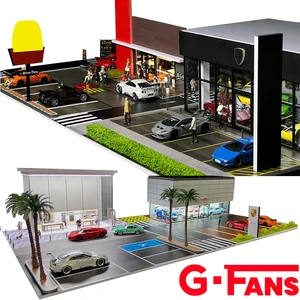 Mô hình nhà để xe của người hâm mộ G với đèn, cửa hàng đỗ xe, LED Diorama, mô hình cảnh xây dựng, 1:64 12 Bộ phận Diorama bán hàng chính - №12