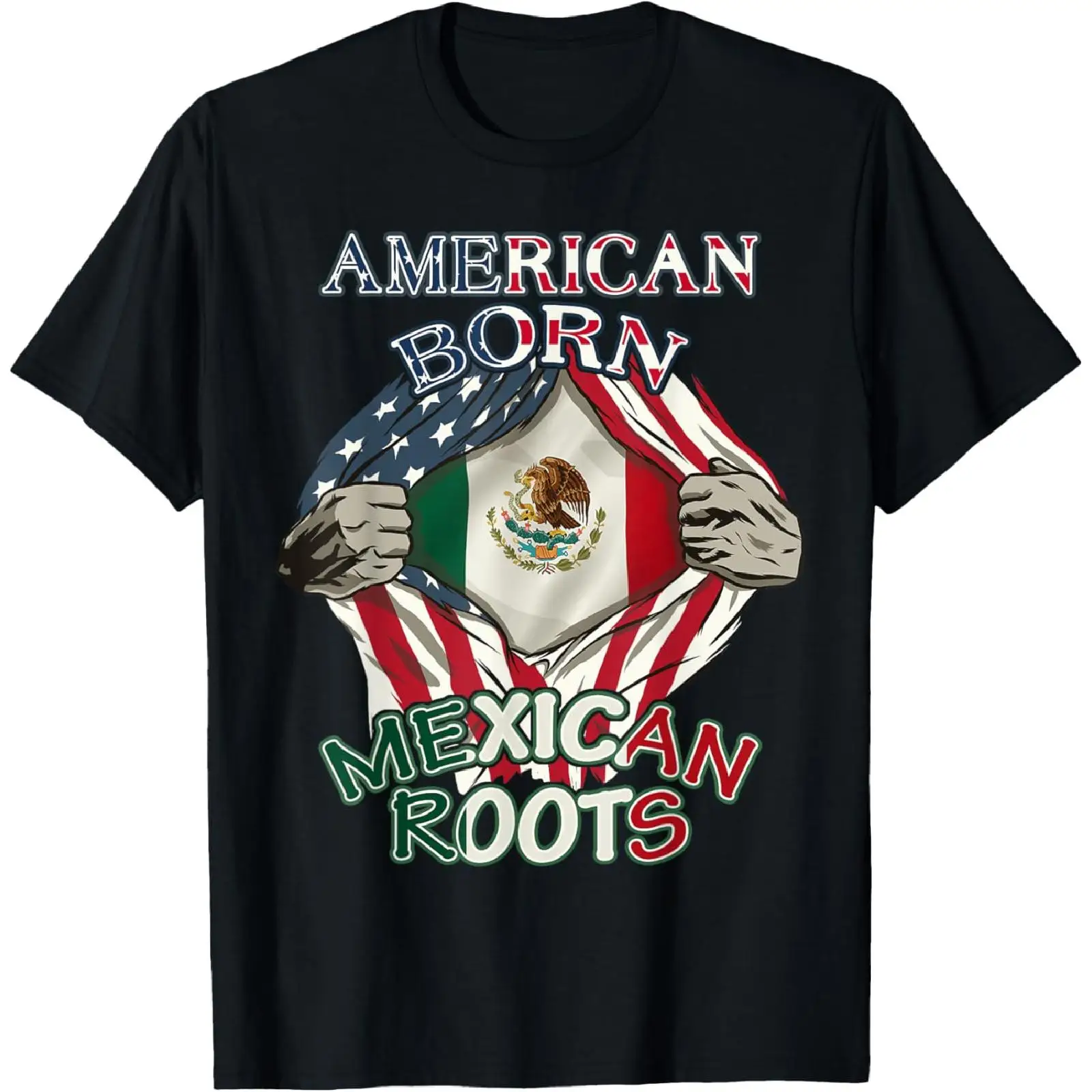 

"American Born Mexican Roots" T-Shirt, USA Mexico Flag Graphic Tee, Unisex Latinx Pride Gift, Men Women Casual Heritage Top
