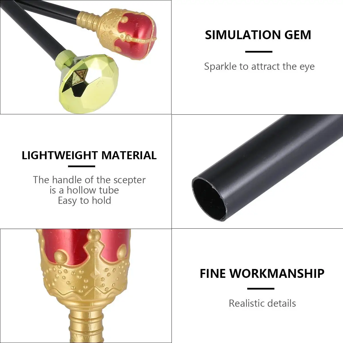 2 pièces sceptre roi bâton magicien canne Costume assistant Royal personnel accessoire reine accessoires princesse baguettes décorations de fête
