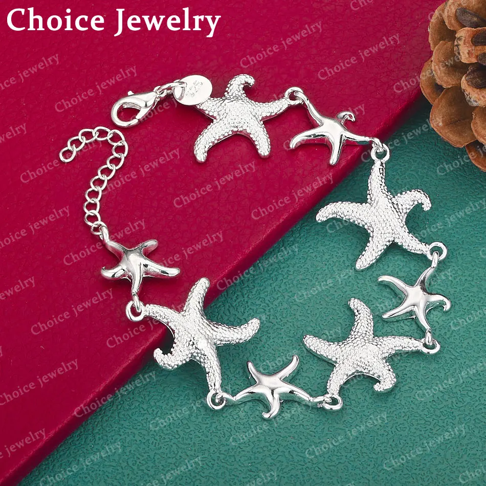 925 Sterling Silber Seestern-Armband für Damen, modisches Original-Design, Armbänder, Kette, Hochzeit, Geburtstag, Party, Schmuck