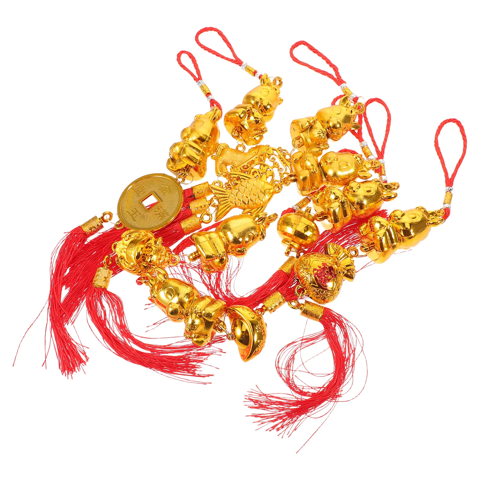 8 قطعة السنة الصينية الجديدة الحصان حلي معلقة القمرية بونساي ديكور لأواني الزهور مهرجان الربيع الديكور مجموعة محظوظ