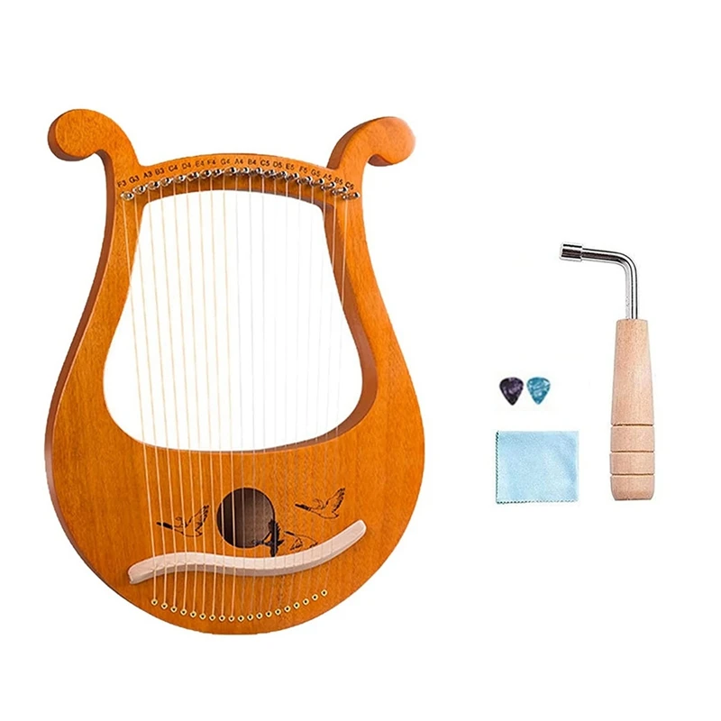 Lyre Harp,19 String Greek Violin,19 String Lyre Unique Patterns Carved Phonetic Symbols,For Music Lovers Beginners,Etc