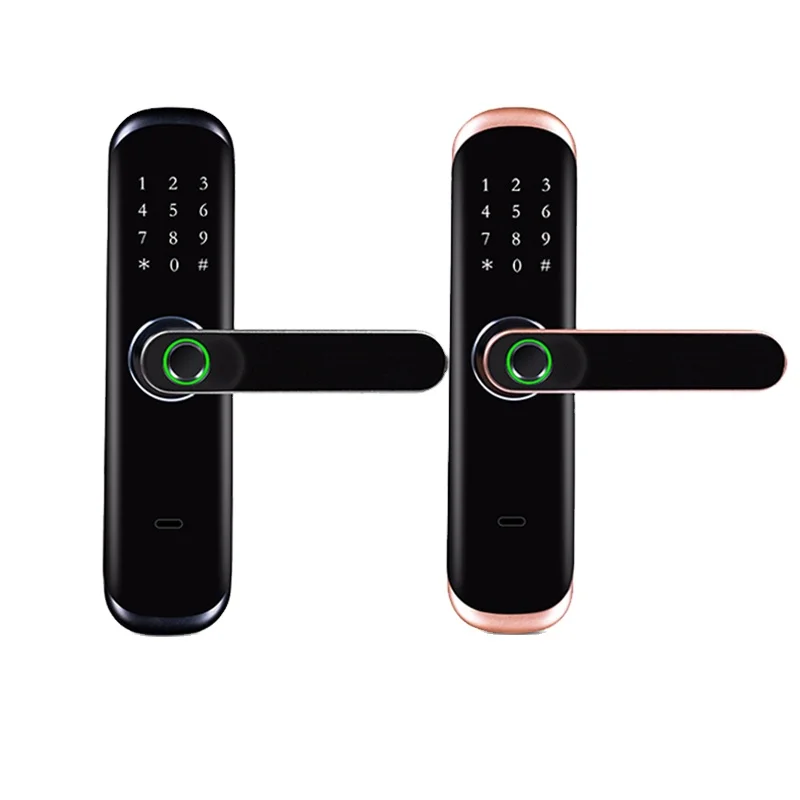 Tuya WiFi Fingerprint Lock Touch Screen Biometric Digital Keyless Door Handle for Glass/Wood/Bedroom/Aluminum Doors Cloud