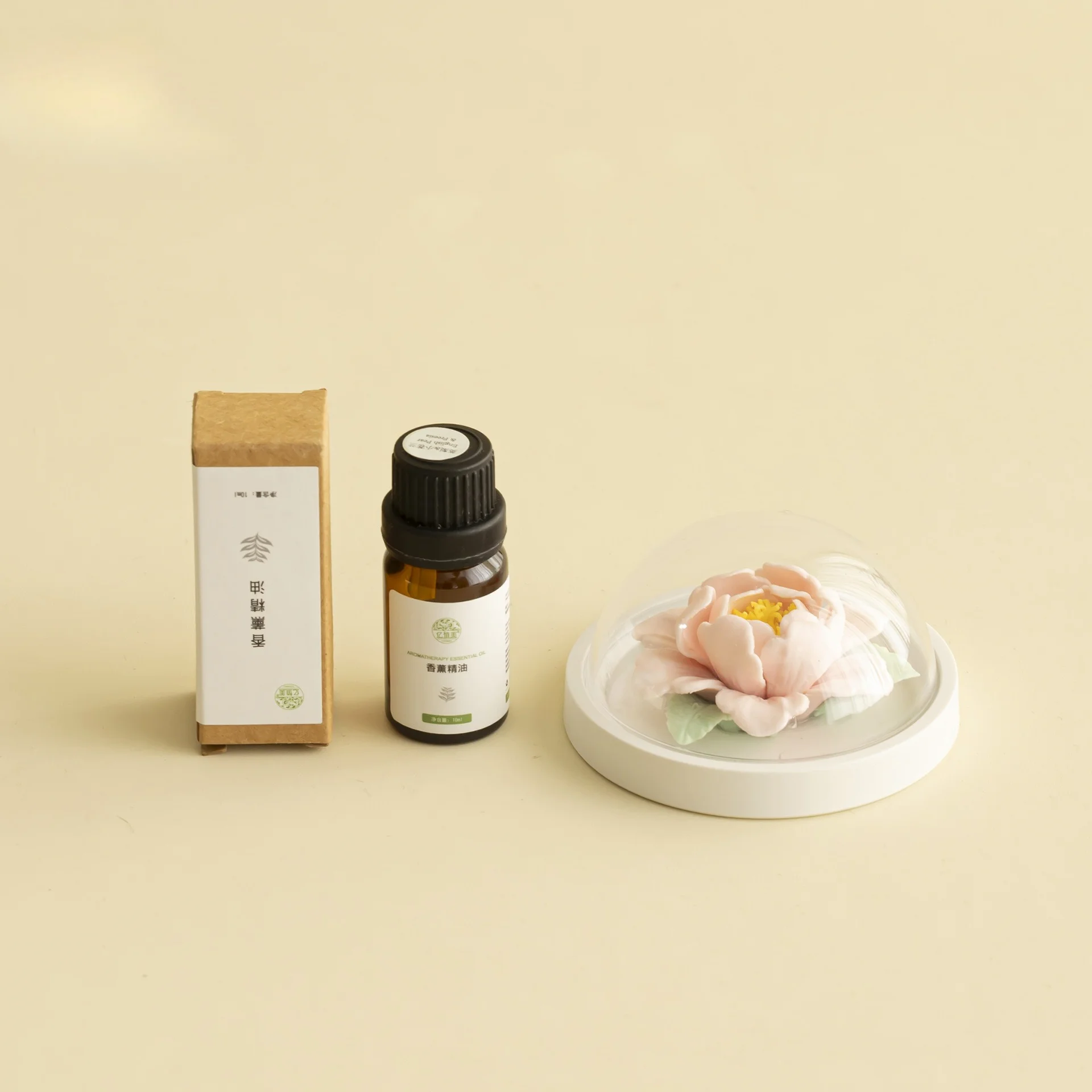 Fire‑Free Aromatherapy Ceramic Diffuser, Hand‑Modelled Peony Flower, Intangible Heritage Handmade Gift for Gifting