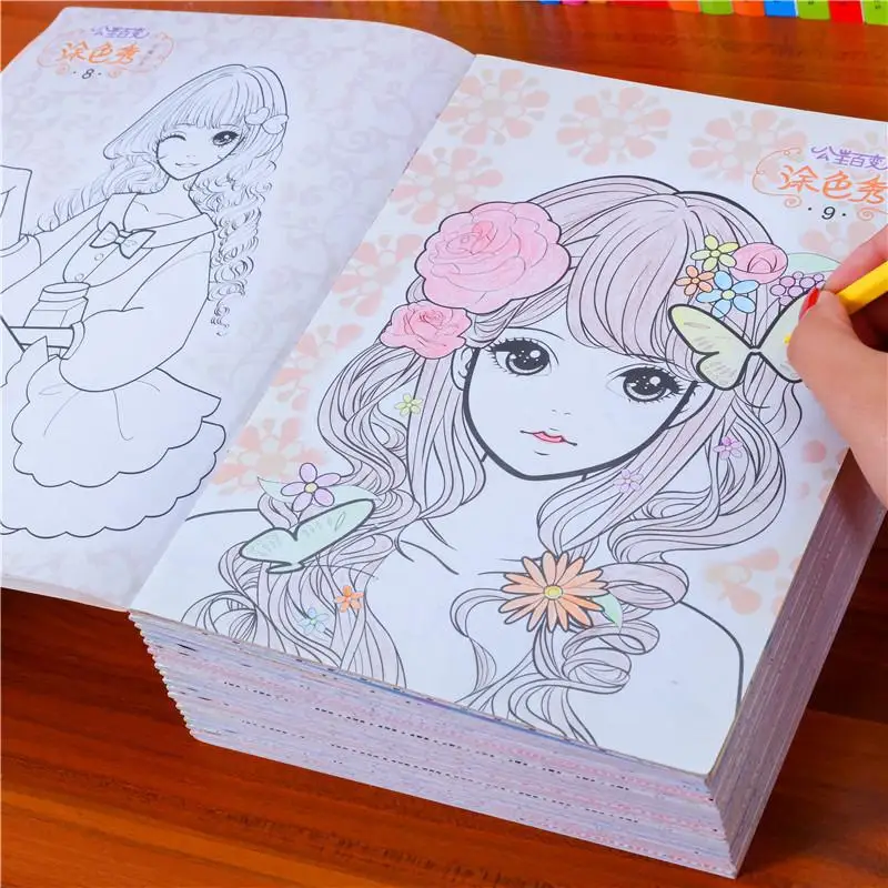 6 Books Princess Coloring Book For Kids Girls Primary School Students' Graffiti Drawing Book For 3-10 Years Old 17 X 24cm