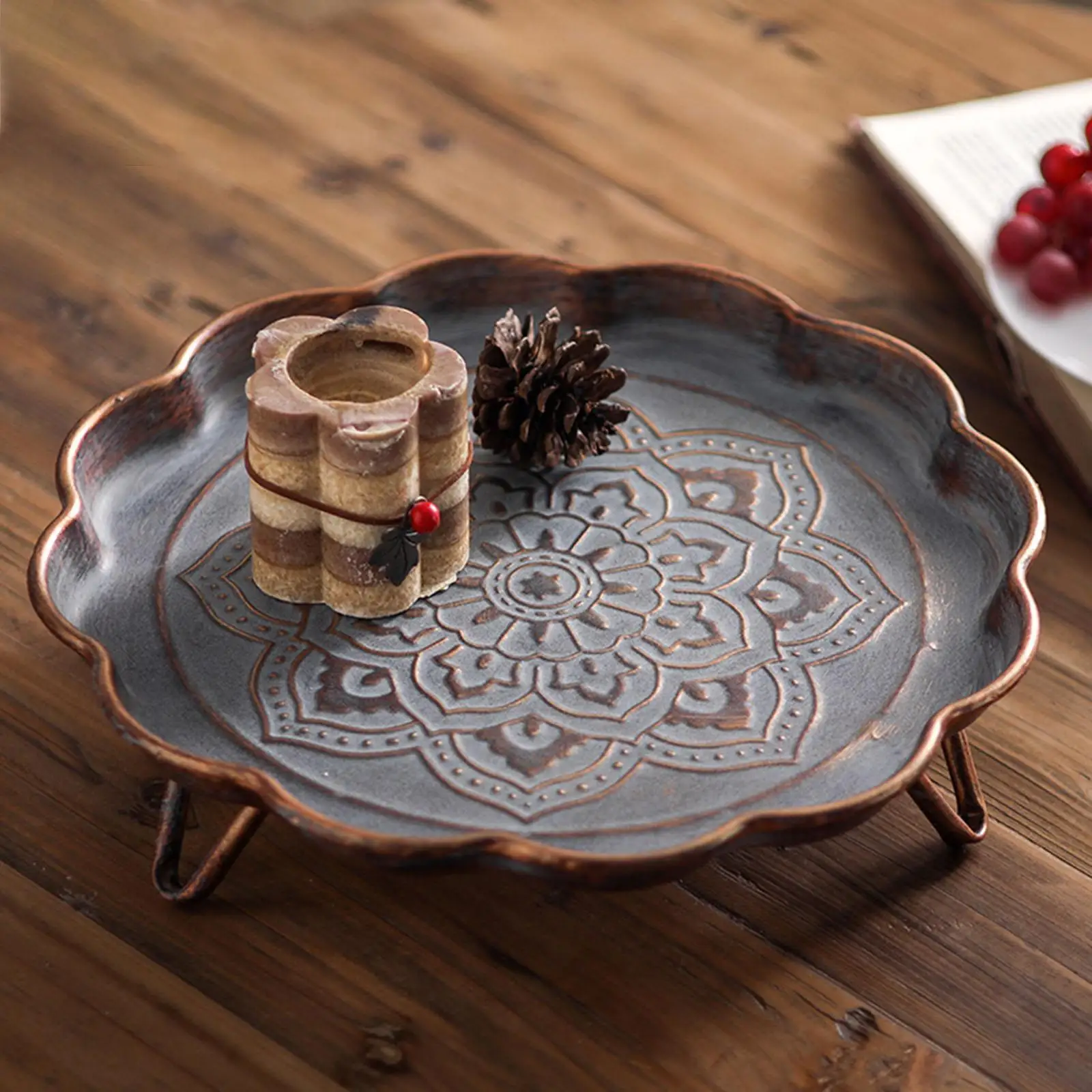

Chinese Tea Tray Decorative Tray Tea Accessories Food Tray Table Decor Tea Serving Tray Vanity Tray for Wedding Dessert Home