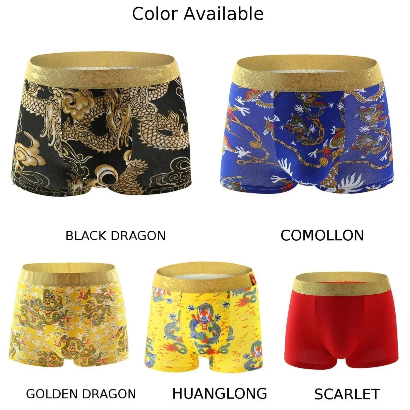 Sexy Men\'s Cotton Boxers Briefs Chinese Dragon Pattern Comfortable Breathable Boxer Shorts And Underpants Underwear Panties