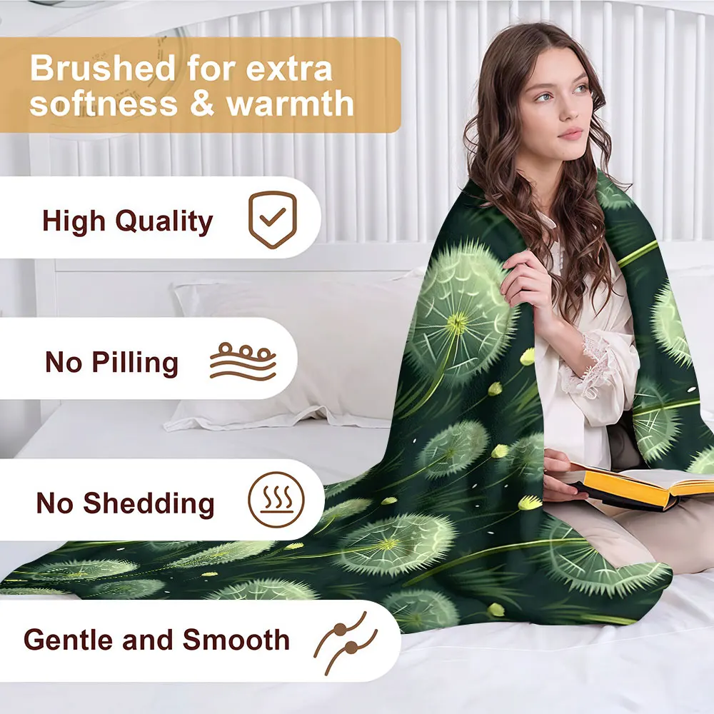 Dandelion Night Soft Warm Flannel Blanket Lightweight Cozy Christmas Halloween Home Decor Room