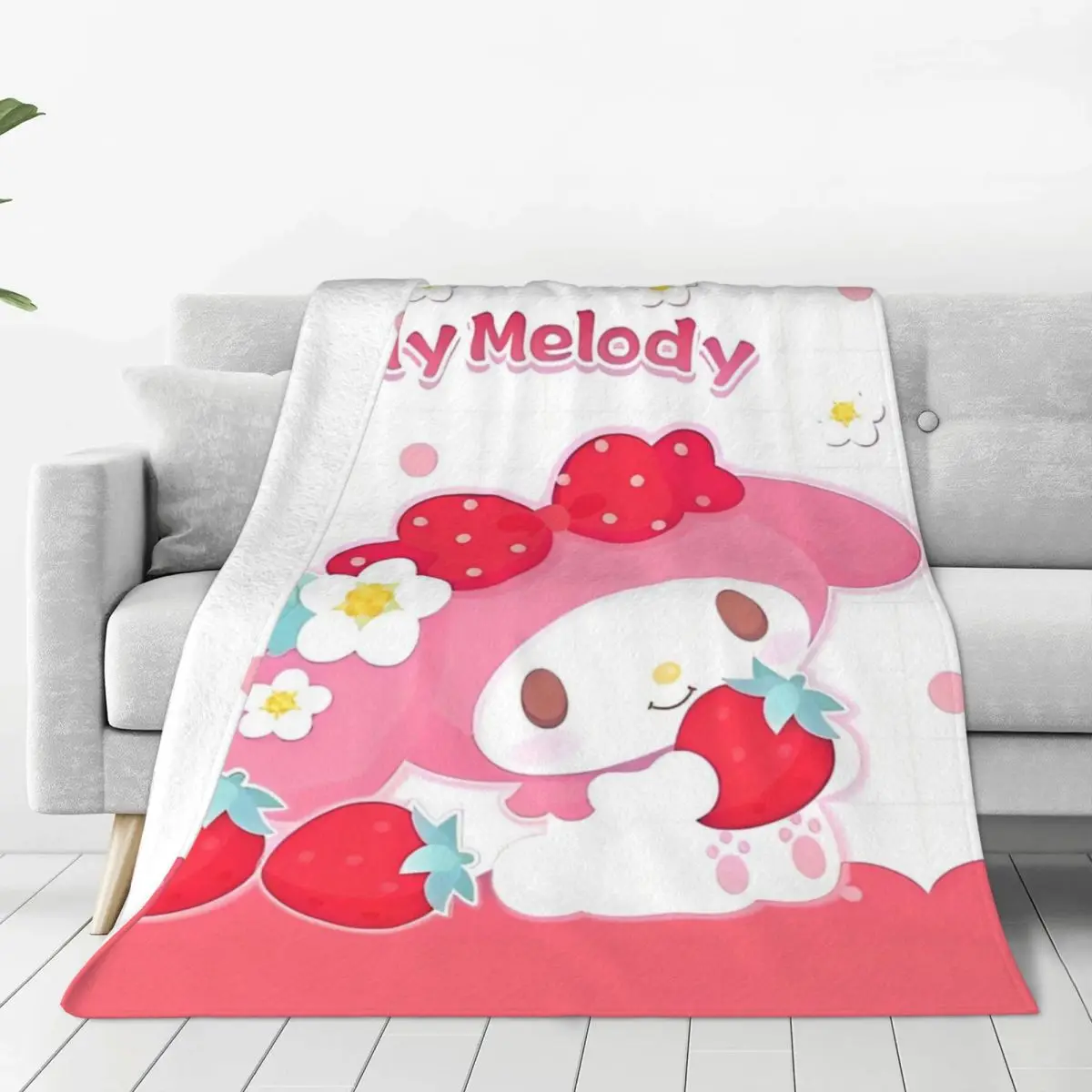 

Плюшевое одеяло с рисунком Sanrio My Melody, детское фланелевое одеяло для домашнего декора, теплое мягкое дизайнерское качественное покрывало, идея подарка