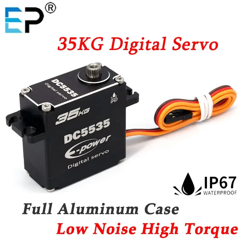 Servo digital impermeable 35KG DC5535 35kg 180 ° /270 ° /360 °   Caja de aluminio completa, engranaje de acero inoxidable de alto par para coche RC 1/8 1/10