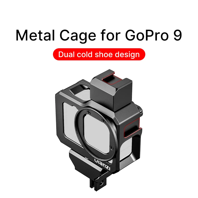 Ulanzi G9-5 Metal Cage for GoPro Hero 11 10 9 Black Frame Housing Case With Cold Shoe Camera Extend 52MM Filter Mic adapter