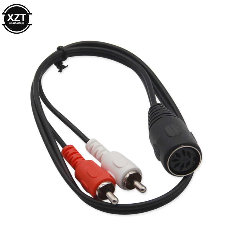 DIN 7-Pin kobieta wtyczka do podwójnego 2 RCA Phono męska wtyczka Adapter Audio przewód kabel 50cm/100cm