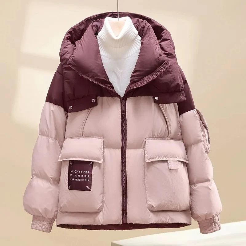 

Зимние пальто с капюшоном, новинка 2026, толстая пуховая хлопковая куртка, женская корейская версия, свободные теплые куртки, женское пальто