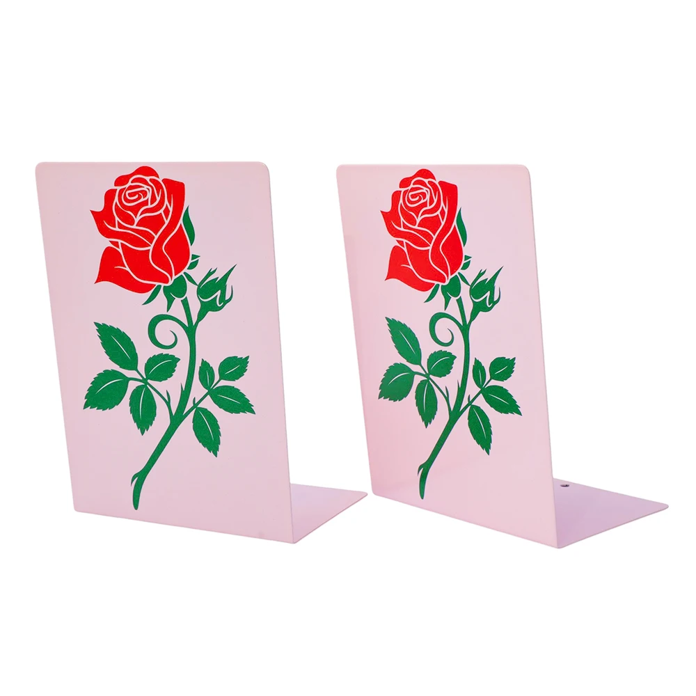 Creative Pink Rose Bookends Student Study Stationery Reading Lover Book Summarizing Birthday Gift for Family and Friends