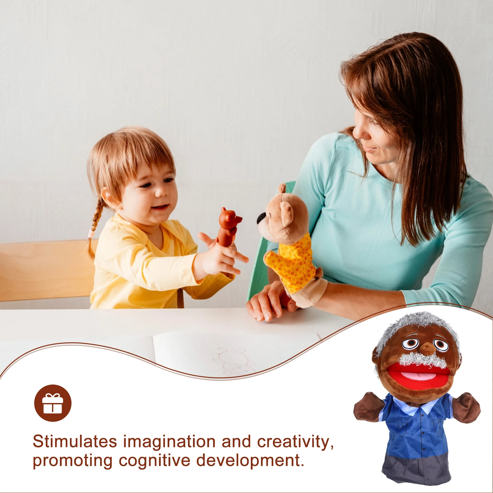 1 Stück H Puppet Requisiten Familienmitglied Gr pa Cartoon-Figur Pädagogische helle Farbe Komfortable dekorative Geschichtenerzählen