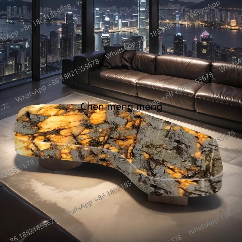 Living room geometric coffee table, light luxury high-end large flat-floor Nordic mansion villa