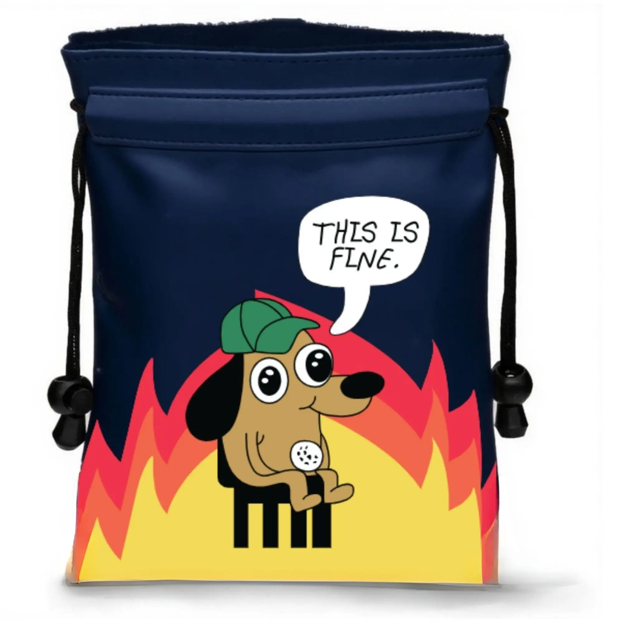 Funny Golf Valuables Pouch THIS IS FINE Design PU Leather Golf Tee Pouch with Drawstring Closure Golf Ball Tee Handbag Portable