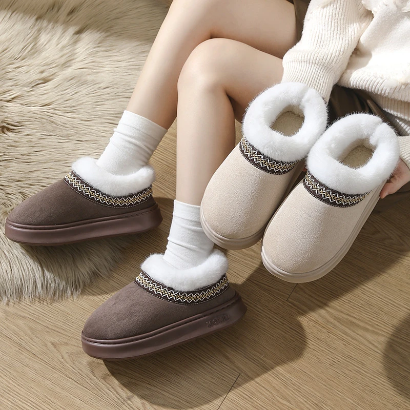 

New Autumn And Winter Couple'S Style Is Fashionable, Elegant, Comfortable And Warm The Thick-Soled Warm Cotton Slippers ﻿