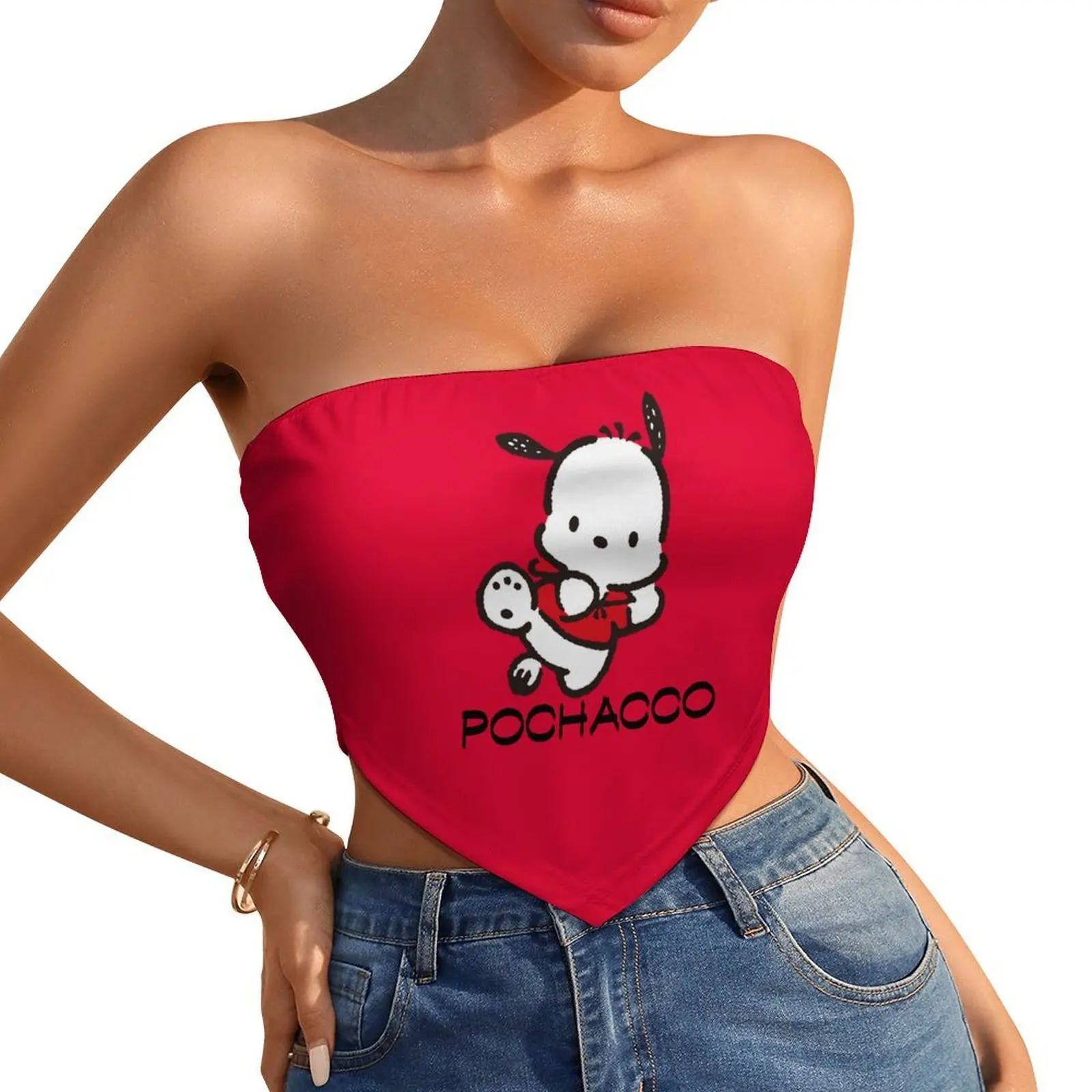 

Pochacco Bandeau Woman Sanrio Tube Tops Sexy Strapless Top Party Belly Band