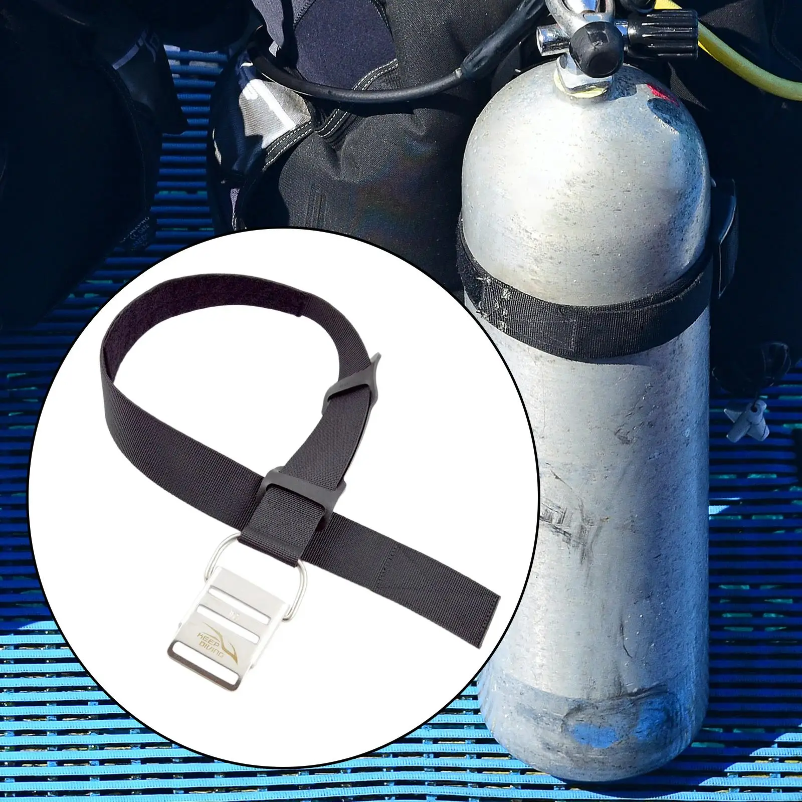 

Scuba Diving Tank Strap with Anti Skid Pad Dive BCD Tank Cylinder Band Practical with Buckle for Freediving Swimming Snorkeling