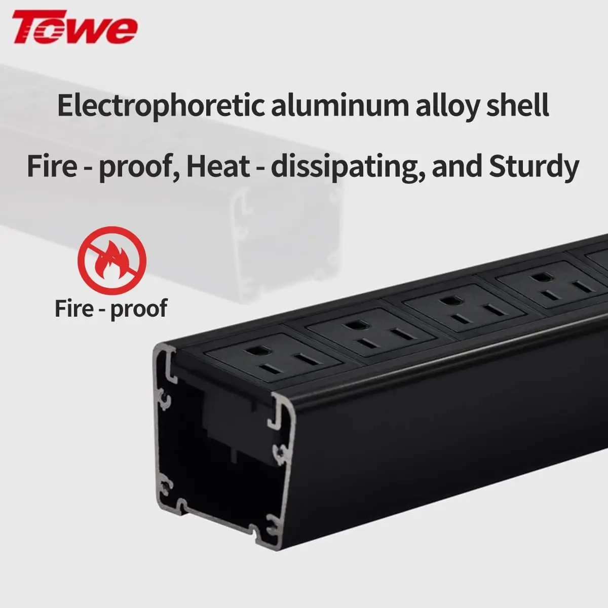 TOWE Heavy Duty 7 Outlet Metal Power Strip Surge Protector Wall Mount Rack PDU with Master Switch for Garage Workshop Office - view 3
