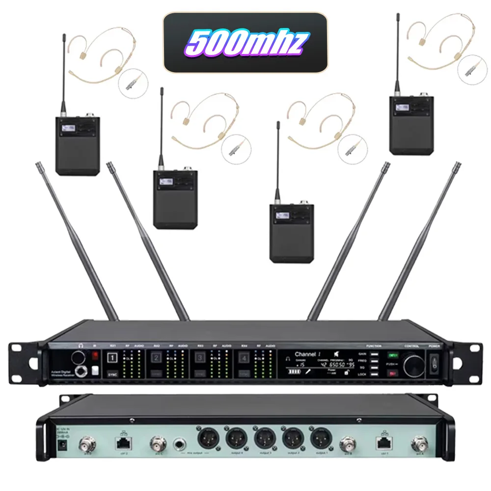 Paulkitson AD4Q KSM9 Professioneel Draadloos Microfoonsysteem 4-Kanaals 500/600/900MHZ Headset Microfoon Lavalier Voor Podium Buiten