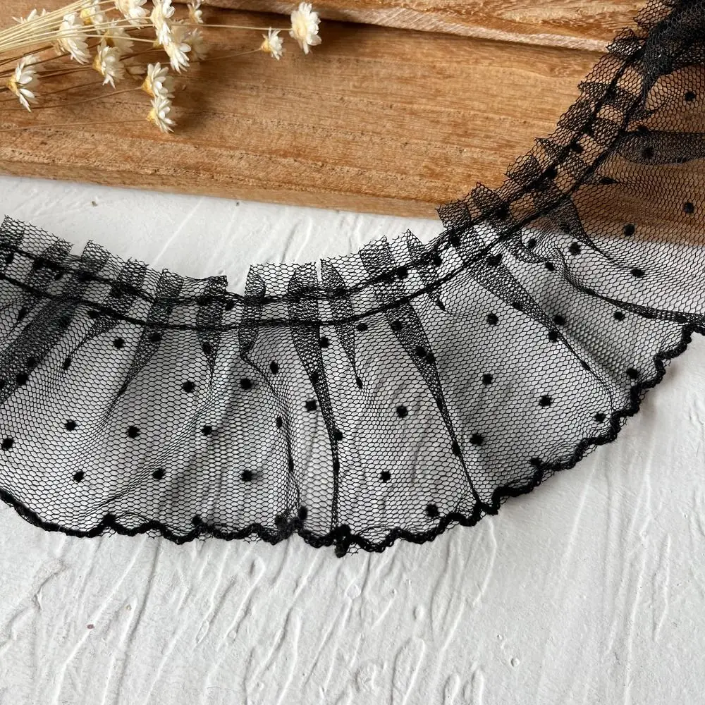 

Decoration Material Black/White Mesh Lace Trim Elegant DIY Pleated Lace Trim Soft Tulle Lace Fabric Ribbon Lolita Decoration