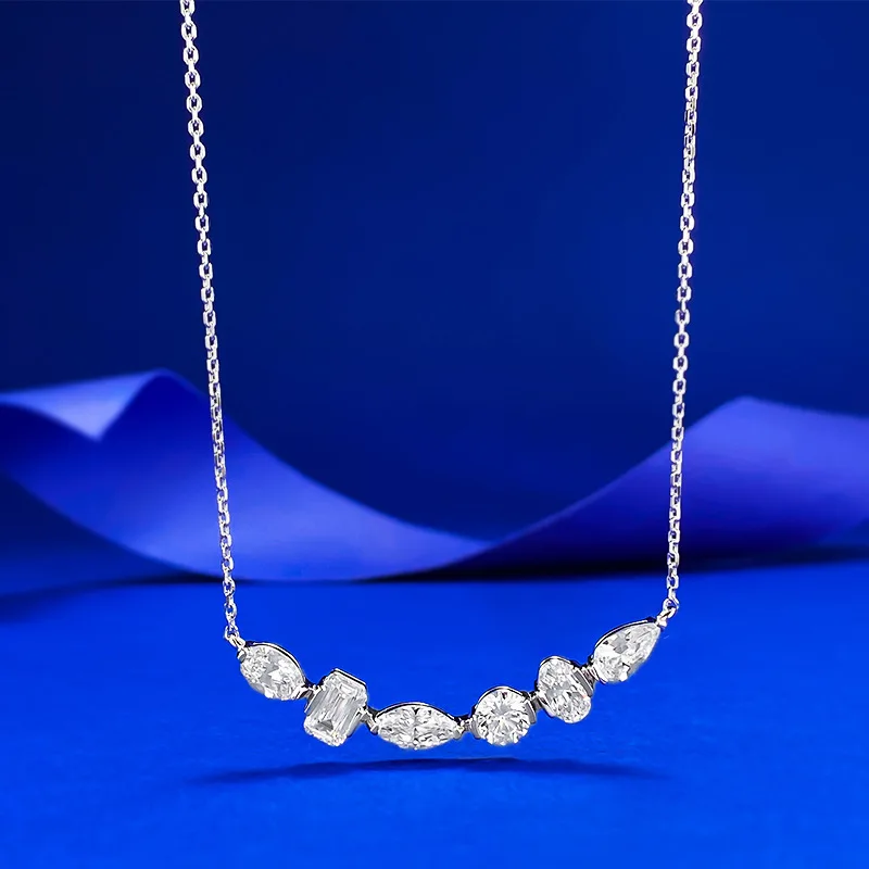 Charm Lab Moissanite Diamond Necklace 100% Real 925 Sterling Silver Wedding Pendants Necklace for Women Chocker Jewelry