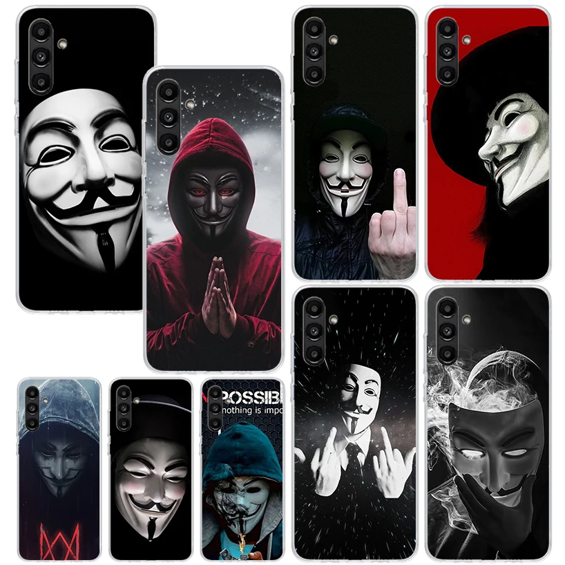 Anonymous V Mask Phone Case For Samsung Galaxy A17 A27 A37 A57 A16 A26 A36 A56 A15 A25 A35 A55 A14 A24 A34 A54 A13 A23 A33 A53 G