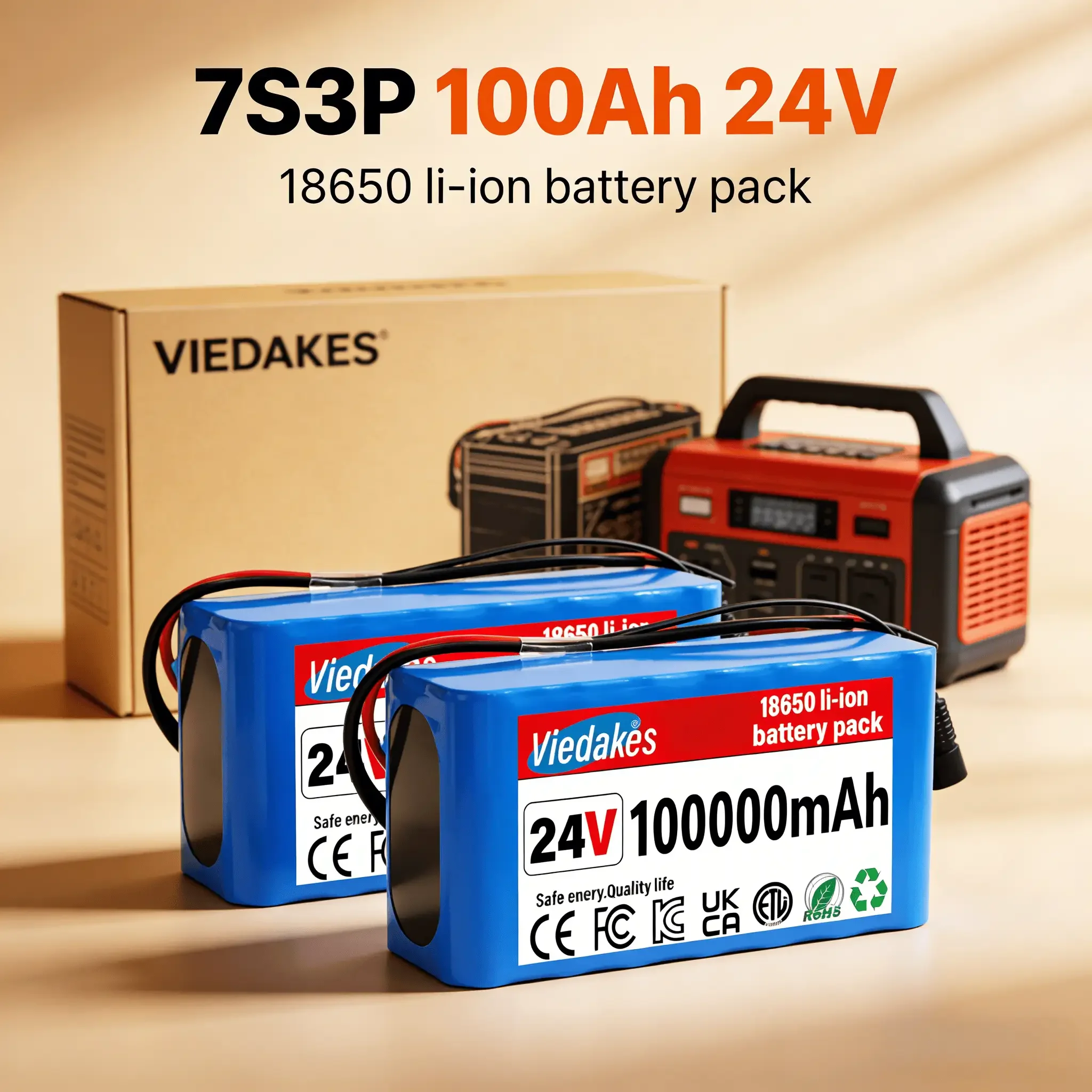 

24V 100Ah Lithium Battery, 24V Rechargeable Li-ion Battery with 25.2V 2A Charger, Cable Connector for Kids Ride On Cars,