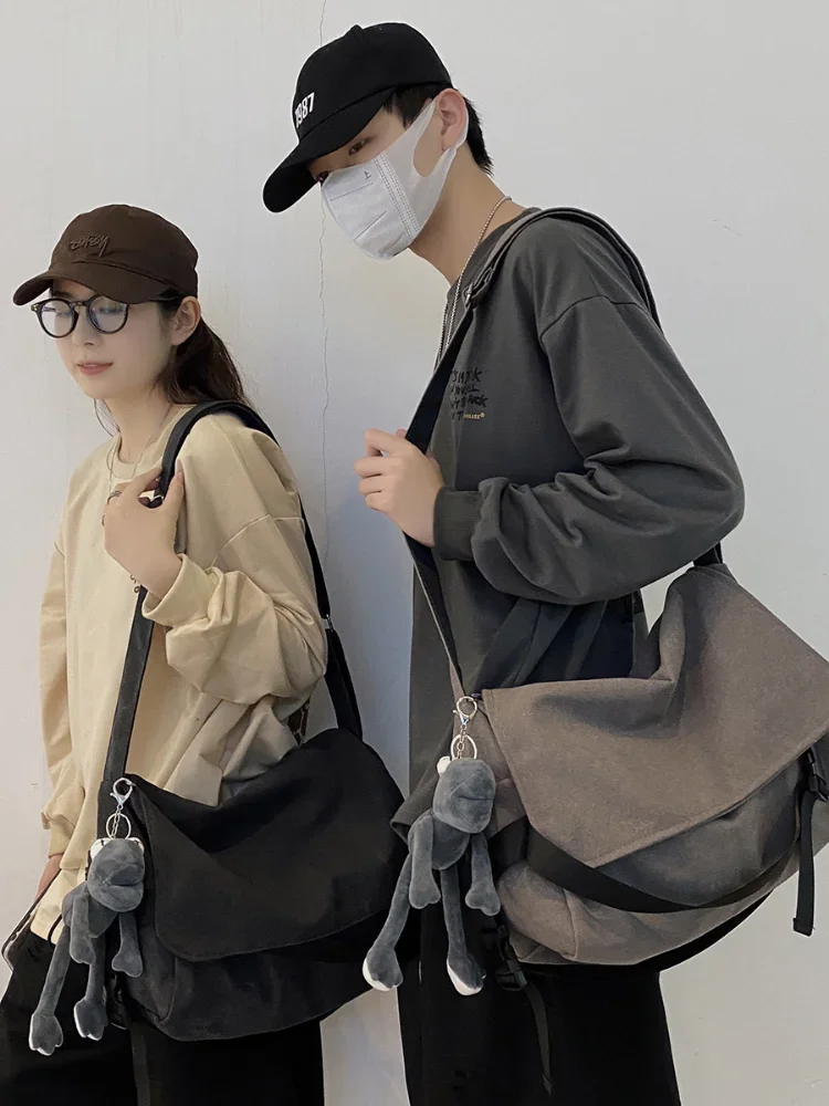 

Foufurieux Leisure Canvas Bag Single Shoulder Bags Male Female Couple Postman Large Capacity Versatile College Student Handbag