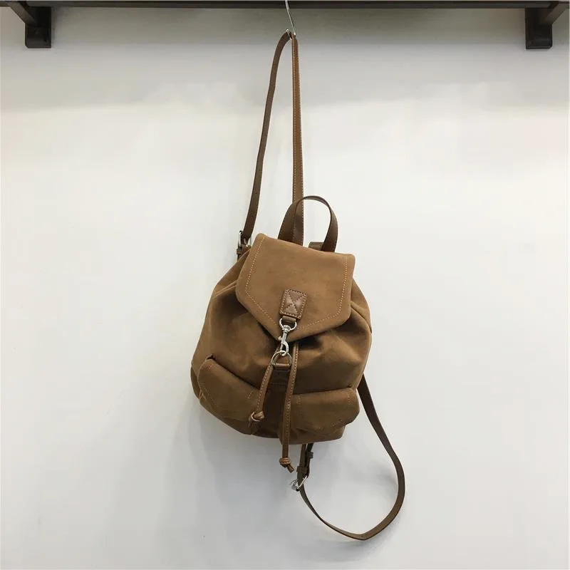 Autumn Velvet Backpack for Women Vintage Casual Mini Backpack Small Travel Daypack with Top Handle Trendy College School Bag