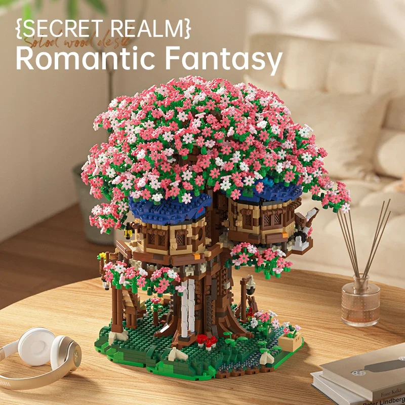 3939pcs MOC Cherry Blossom Tree Micro Building Block Kit Toys DIY tabletop decoration Tree House Model Birthday Gifts Girls