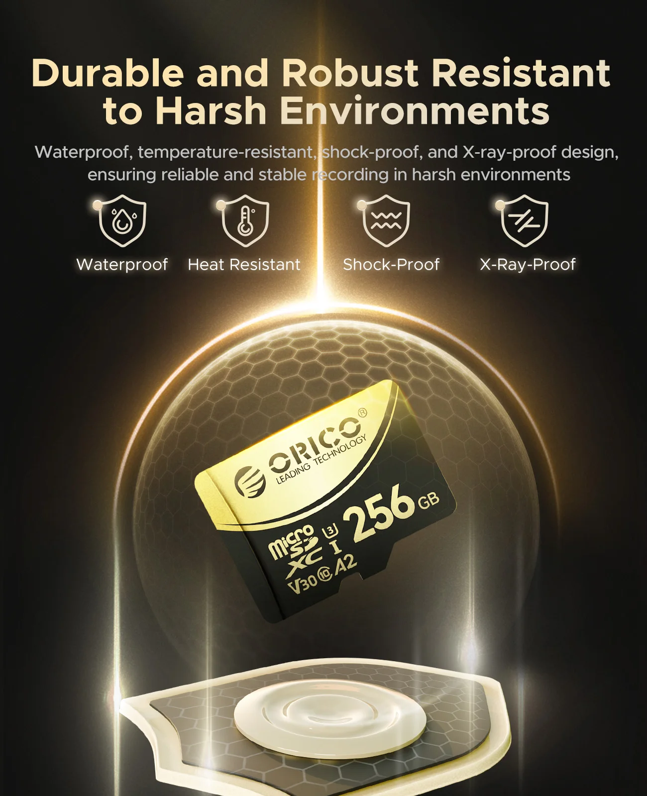 ORICO V3 256 GB microSDXC UHS-I-Speicherkarte, 180 MB/s, 160 MB/s lesen, 4K-UHD-Recodierung, U3, Class10, V30, A2, Micro SD für Drohne – Detail 5