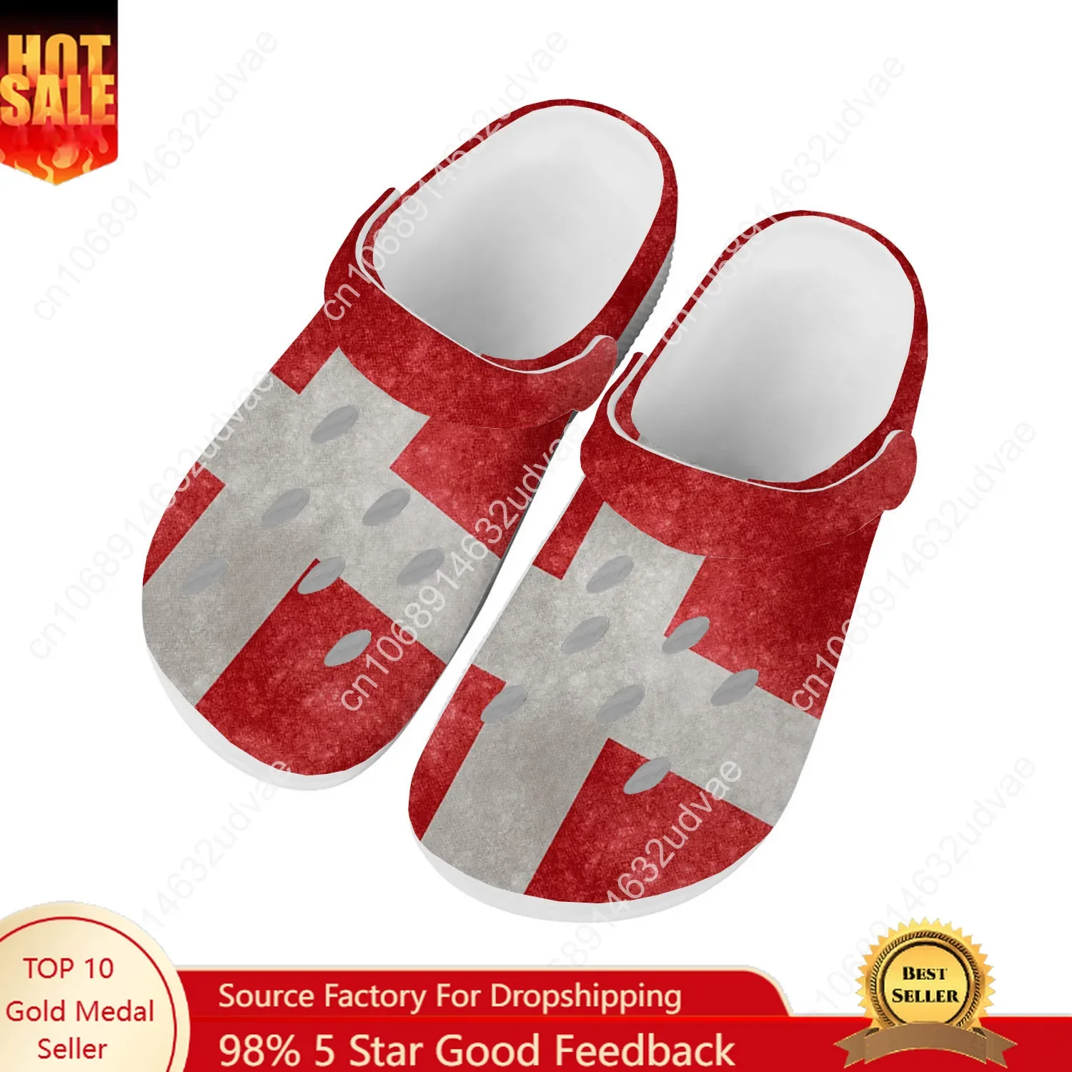 

Denmark National Flag Water Shoes Men Women Comfortable Home Garden Clogs Customizd Sandals Beach Breathable Hole Slippers