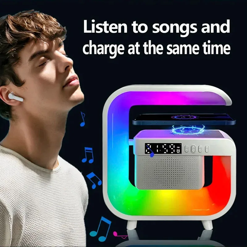 Multifunkce bezdrátový nabíječka depo Bluetooth 5.0 reproduktor FM TF RGB noc lehký postit se nabíjení nádraží pro iPhone Samsung Xiaomi