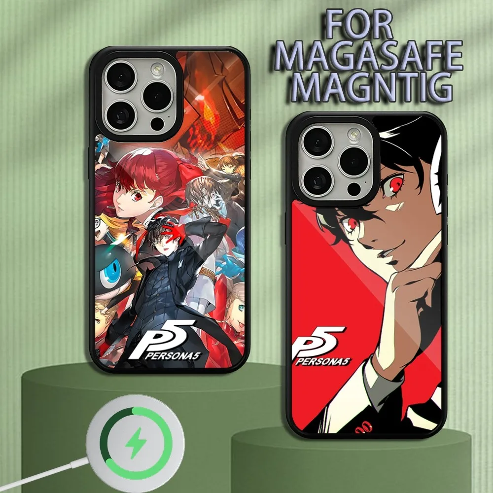 Persona 5 Game  Phone Case For iPhone 11 12 13 14 15 Plus Pro Max Charging  Magsafe Magnetic Wireless Cover