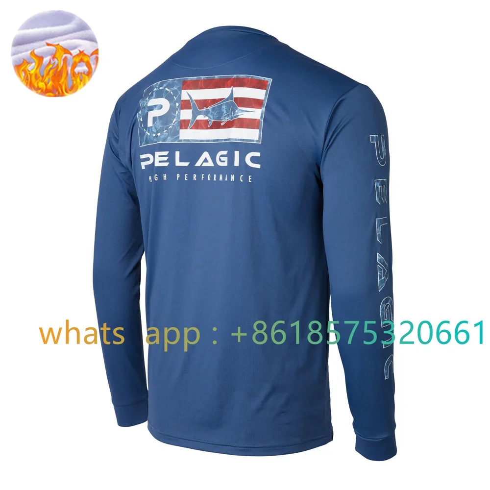 

PELAGIC Fishing Shirt Winter Thermal Fleece Long Sleeve Shirt Quick Dry Fishing Clothes Sports Clothes Anti-UV Fishing Shirts