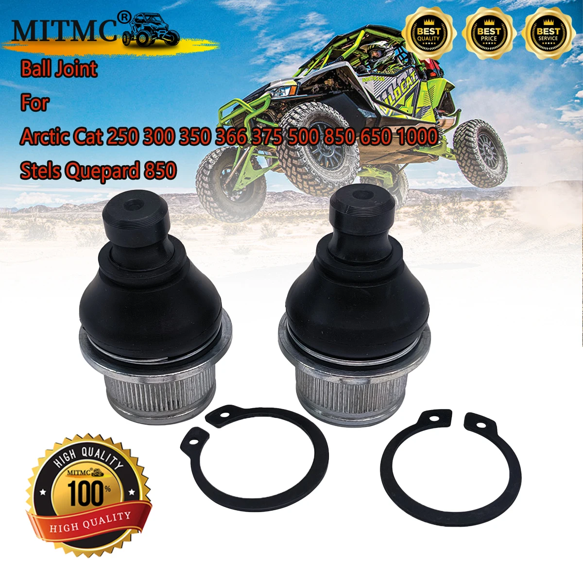 2pcs MITMC Suspension Ball Joint For Arctic Cat ATV Prowler Alterra TRV HDX 250 300 350 366 375 500 850 650 1000 Stels Quepard