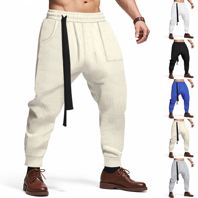 

New Spring and Summer Arrivals: American-style Men's Casual Pants – Solid-color Loose Baggy Cuffed Long Pants for Young Adults