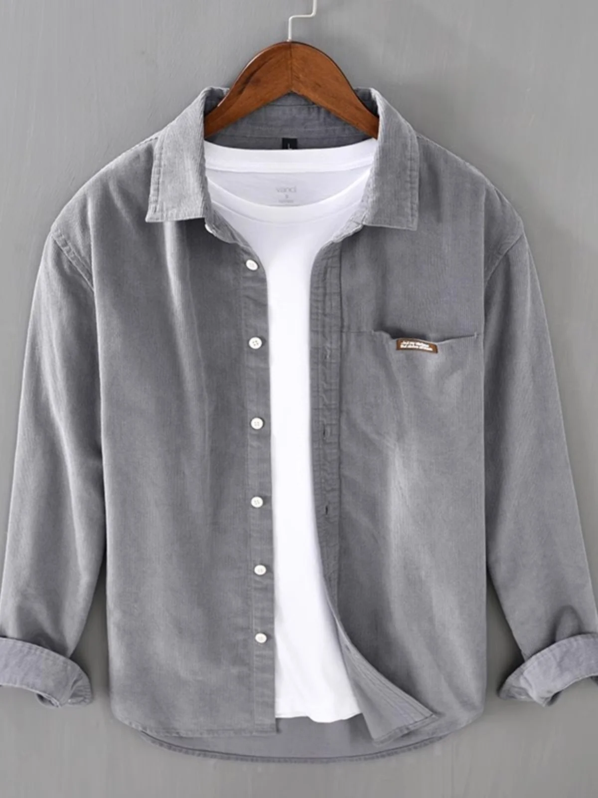 

Corduroy Long Sleeve Shirt Men's Loose Fit Color Casual Retro Trendy Button up Youthful Autumn Fashion Chinese Brand