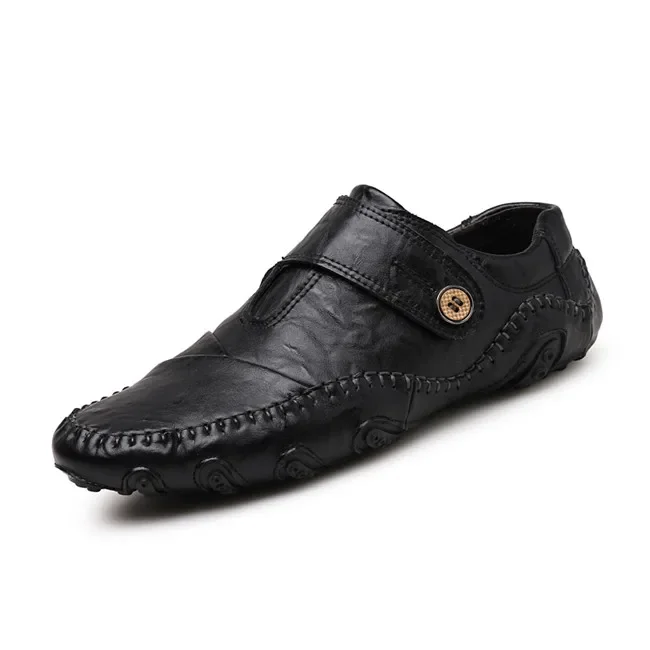 Zapatos informales de cuero genuino para Hombre, zapatillas sin cordones de alta calidad para exteriores, estilo británico, a la moda