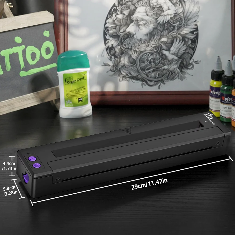 Tragbarer kabelloser Tattoo-Thermodrucker, Tattoo-Transfer-Thermodrucker, kompatibel mit Smartphone