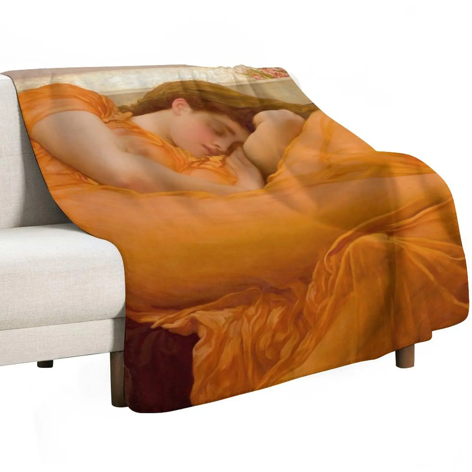 Flaming June - Frederic Leighton Throw Blanket Luxury Designer Luxury Beach Blanket