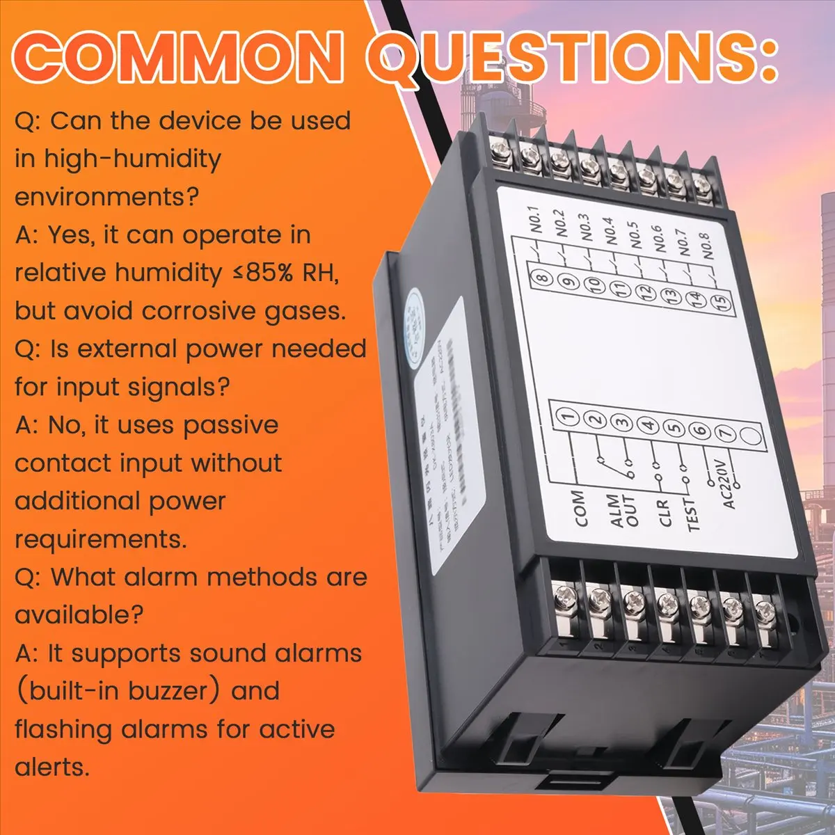 Punctual- 8-Channel Alarm Annunciator Panel Sound and Light Flash Alarm Controller AC220V Industrial LED Alarm Indicator