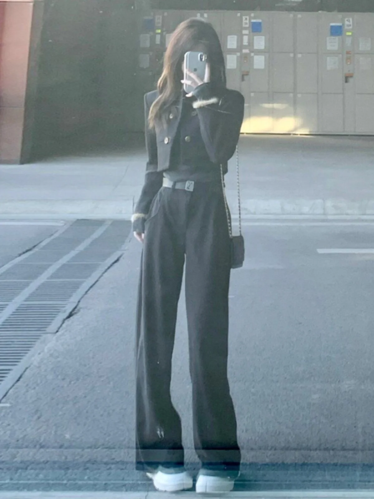 

Повседневный шерстяной костюм-двойка для женщин: модный весенний комплект из пиджака и брюк, удобный, со средней посадкой, из смесового хлопка