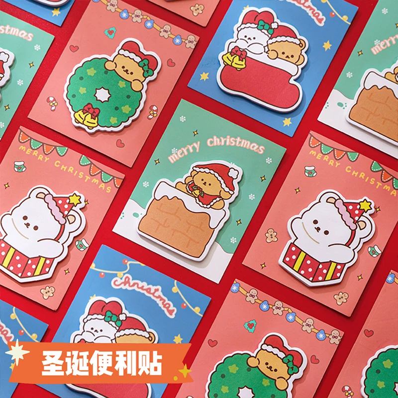 30pcs/pcs Christmas cartoon sticky notes shaped with sticky n times stickers high value sticky notes portable memo message note