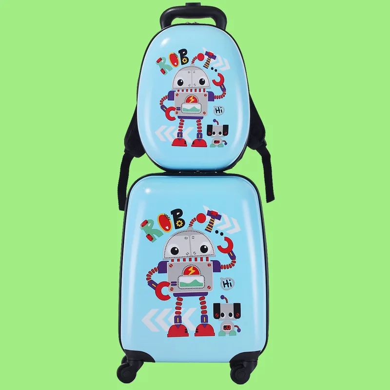 Kinder Trolley Koffer mit Rucksack 18 Zoll + 13 Zoll Universalrad Reisegepäcktasche Jungen Mädchen Cartoon süßes Gepäck